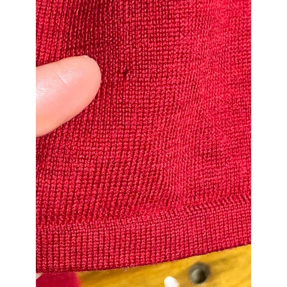 Vtg Pursuits Ltd Wool V-neck Sweater Red Pullover Preppy Classic Capsule Women M - Picture 5 of 8